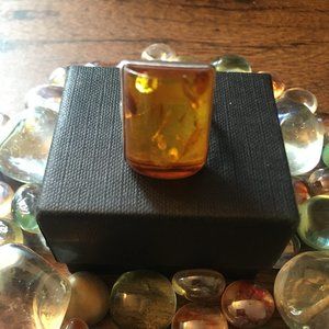 Silver & Amber Ring